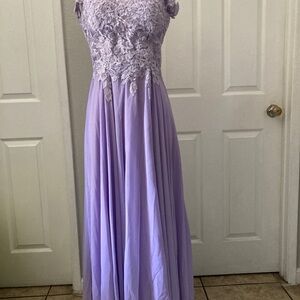 Elegant Lavender Lace Gown